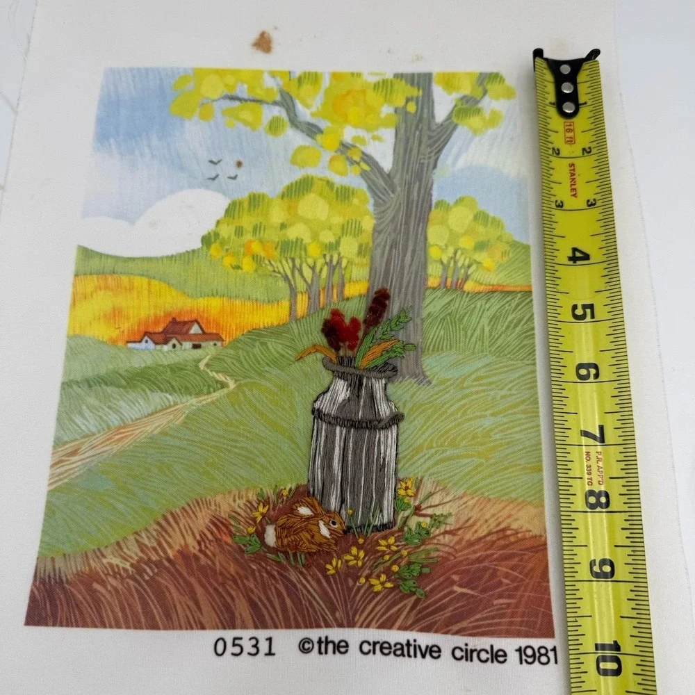 Vtg Set 3 Needlepoint Landscape Scene Completed Colorful Country Granny Wall Art